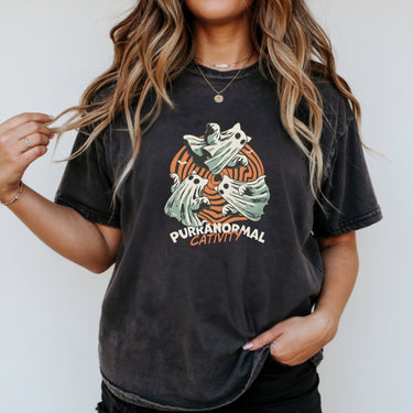 Purranormal Cativity T-Shirt - Funny Ghost Cat Halloween Graphic Tee